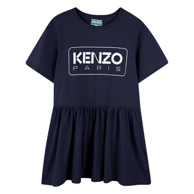 Logo print dress with ruffle KENZO KIDS GIRL