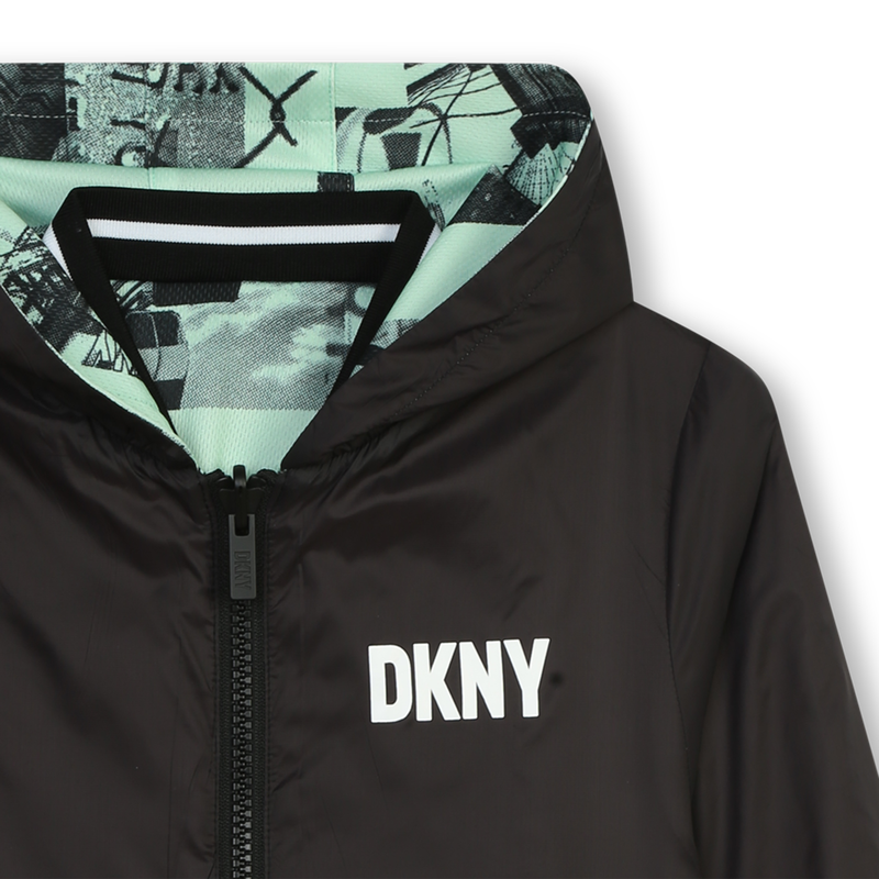 Dkny reversible logo hooded jacket top