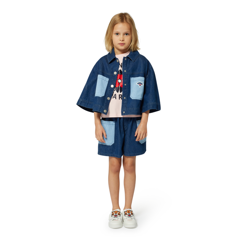 Bi-material T-shirt with print KENZO KIDS 
                        GIRL