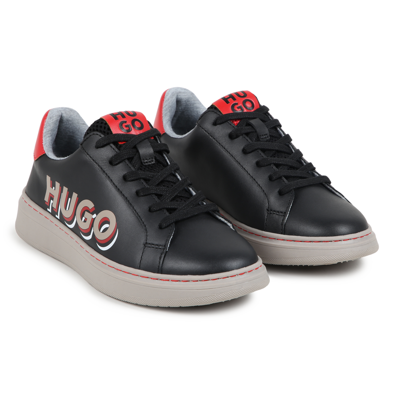Lace-Up Leather Sneakers HUGO 
                        BOY