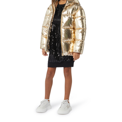 Hooded Water-Repellent Parka KARL LAGERFELD KIDS GIRL