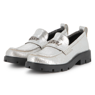 Metallic cowhide leather loafers DKNY GIRL