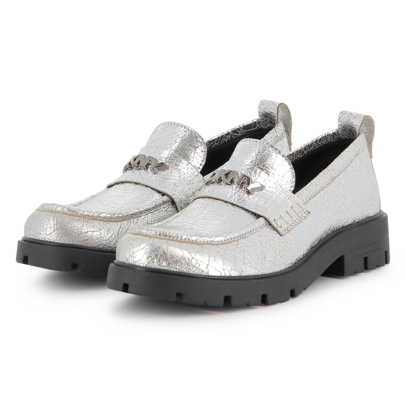 Metallic cowhide leather loafers DKNY 
                        GIRL