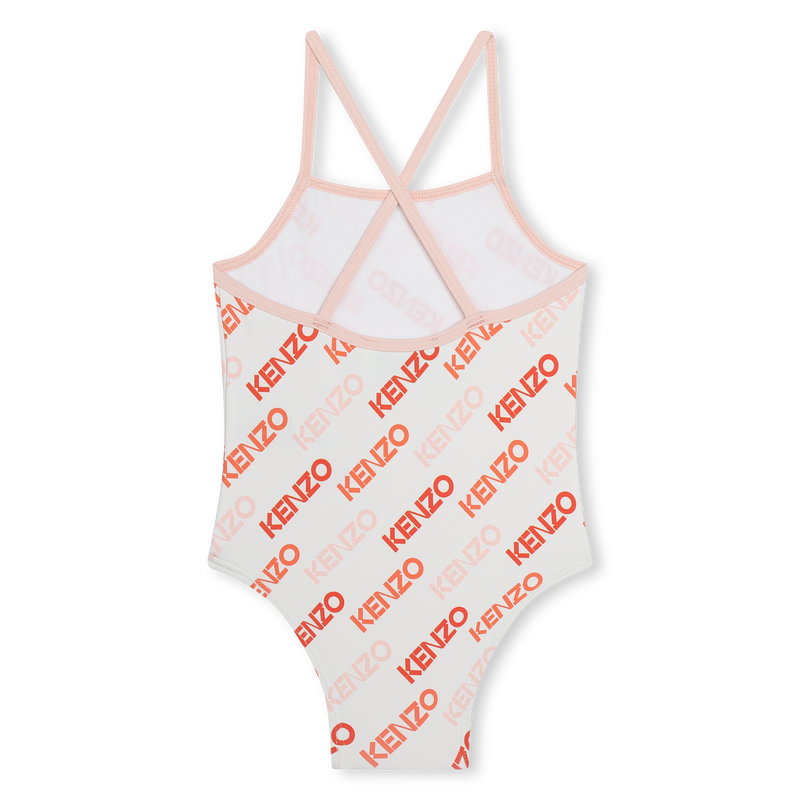 Kenzo KIDS Younger Girls Ivory Pink Logo Swimsuit