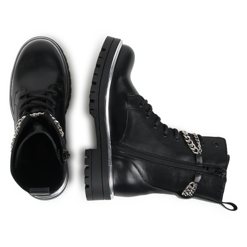 Leather Chain Ankle Boots KARL LAGERFELD KIDS 
                        GIRL