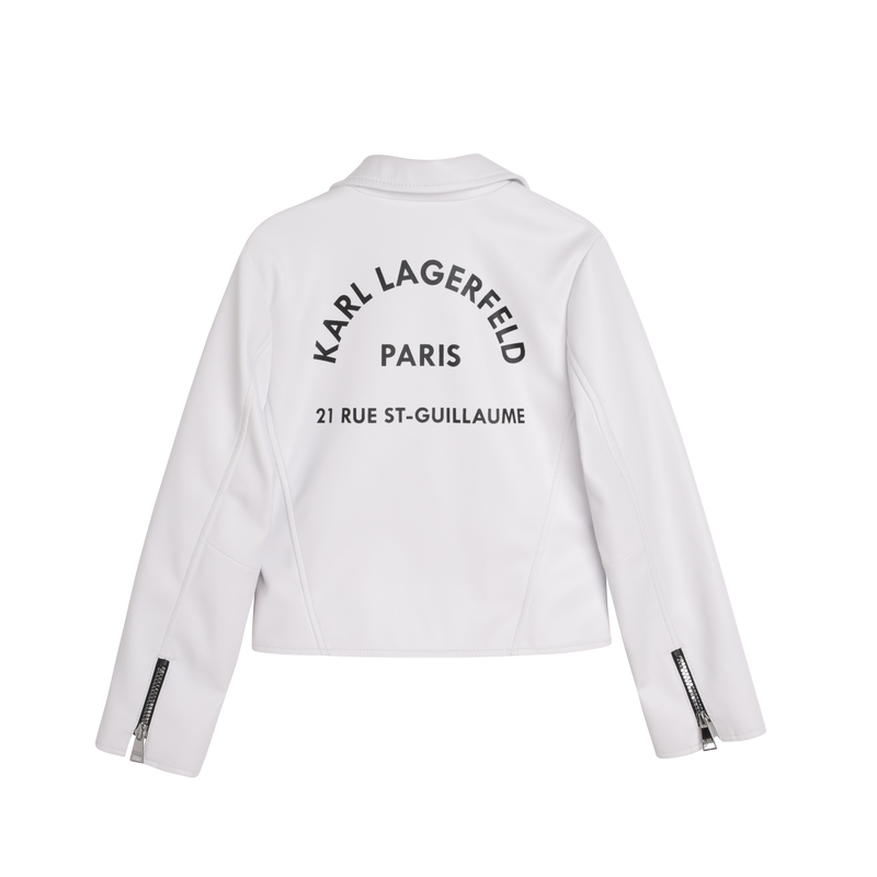 White leather biker jacket leftside for kids