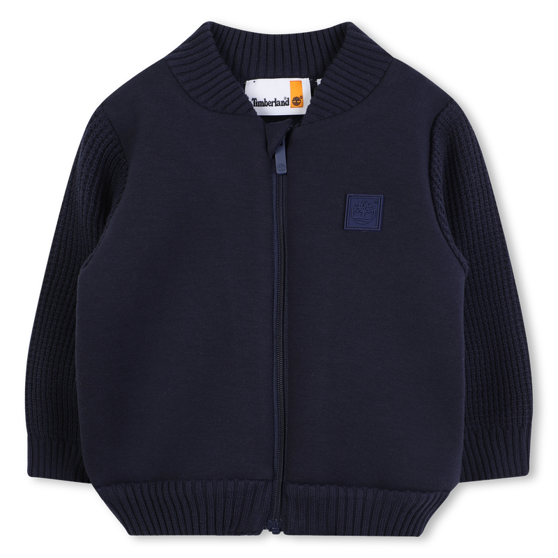 Zip-up cardigan with contrasting sleeves TIMBERLAND 
                    BOY
