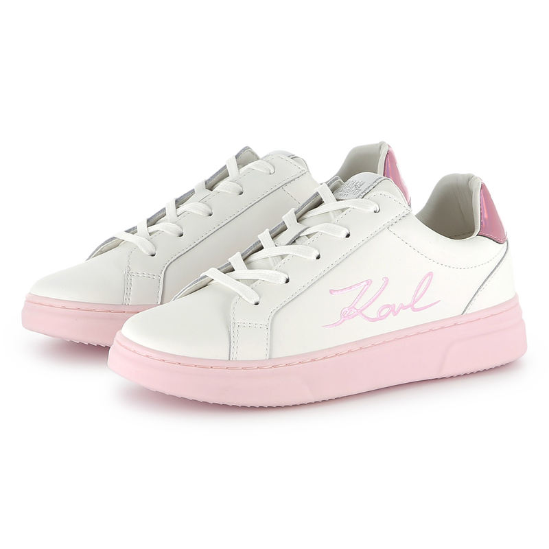 Lace-up leather sneakers KARL LAGERFELD KIDS 
                        GIRL