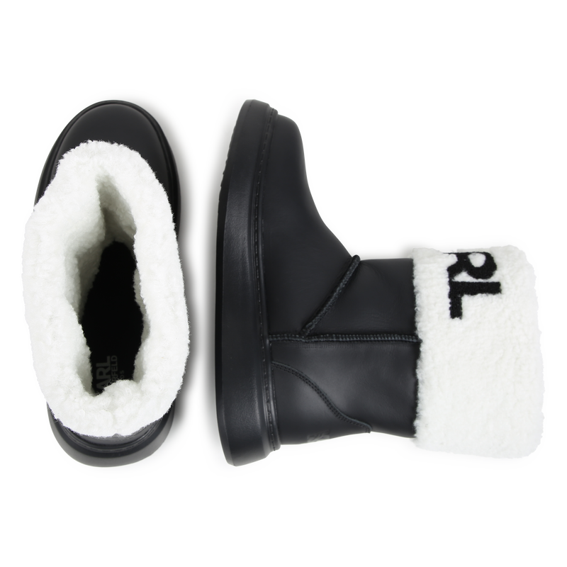 Cuffed Leather Ankle Boots KARL LAGERFELD KIDS 
                        GIRL