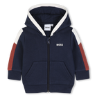 Hooded cardigan, NAVY, hi-res