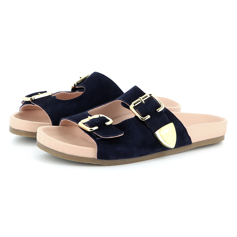 Buckled leather slides CHLOE 
                    GIRL