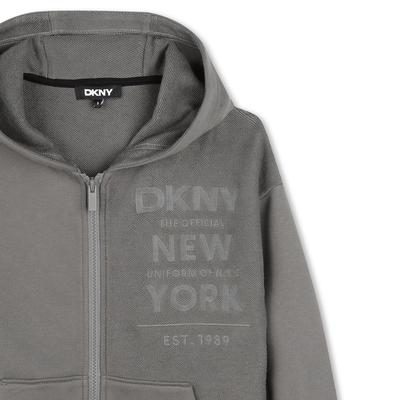 Cotton Jersey Zip-Up Sweatshirt DKNY 
                    BOY