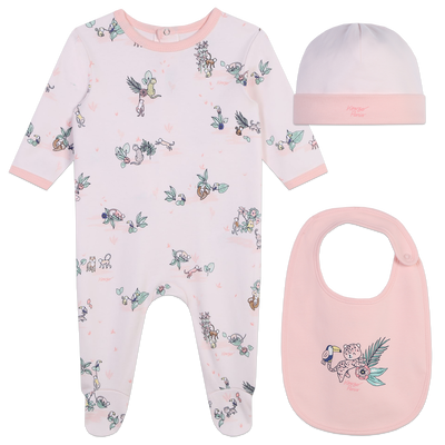 Cotton Pajamas, Hat & Bib KENZO KIDS GIRL