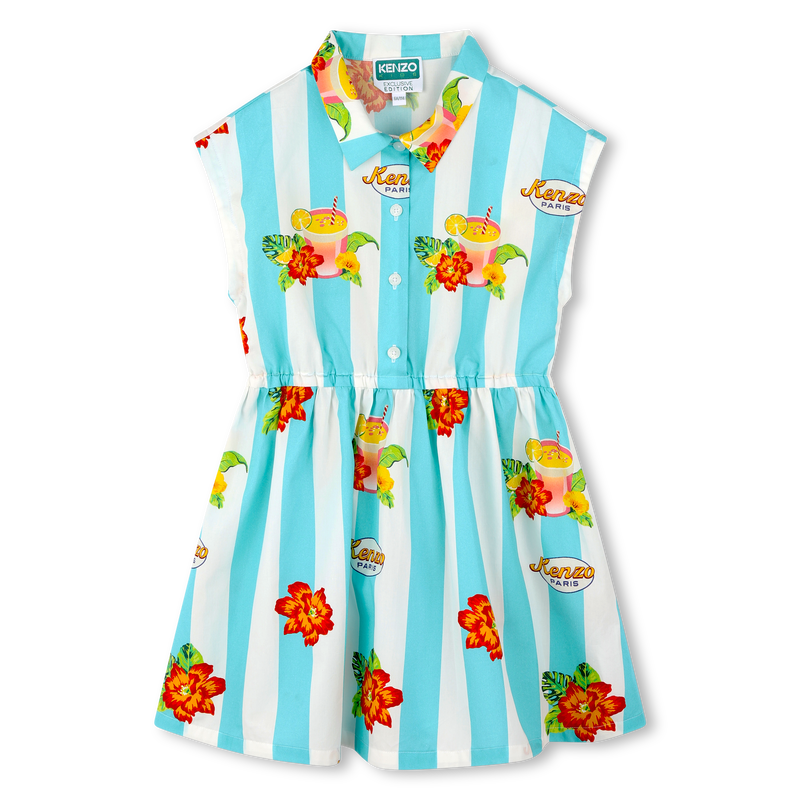 Striped cotton poplin dress KENZO KIDS 
                    GIRL