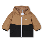 Two-Tone Hooded Puffer Jacket, COOKIE, hi-res