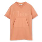 Short-Sleeved Dress, APRICOT, hi-res
