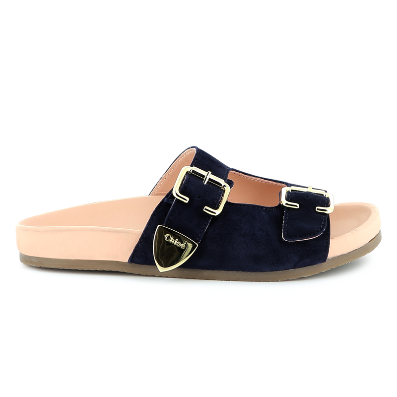 Buckled leather slides CHLOE 
                    GIRL