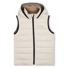 Flann-effect hooded puffer jacket, SAND, hi-res