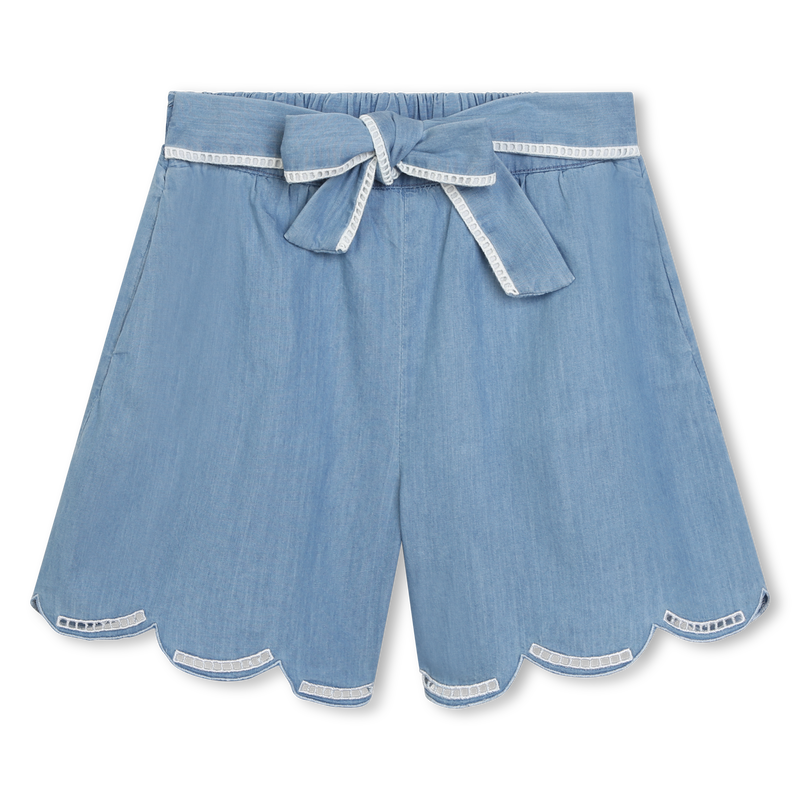 Scalloped denim shorts store