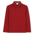Long-sleeved polo shirt, DARK RED, hi-res
