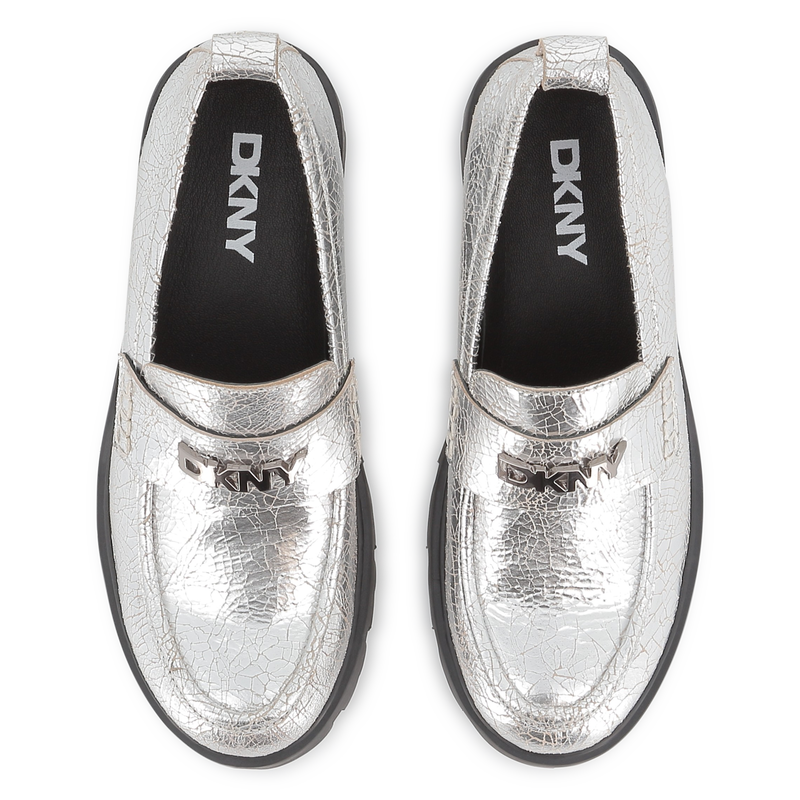 Metallic cowhide leather loafers DKNY 
                    GIRL