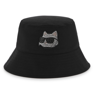 Wide-brimmed cotton bucket hat KARL LAGERFELD KIDS GIRL