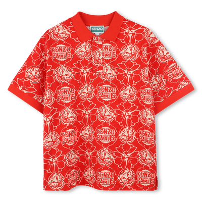 Printed cotton piqu&eacute; polo KENZO KIDS BOY