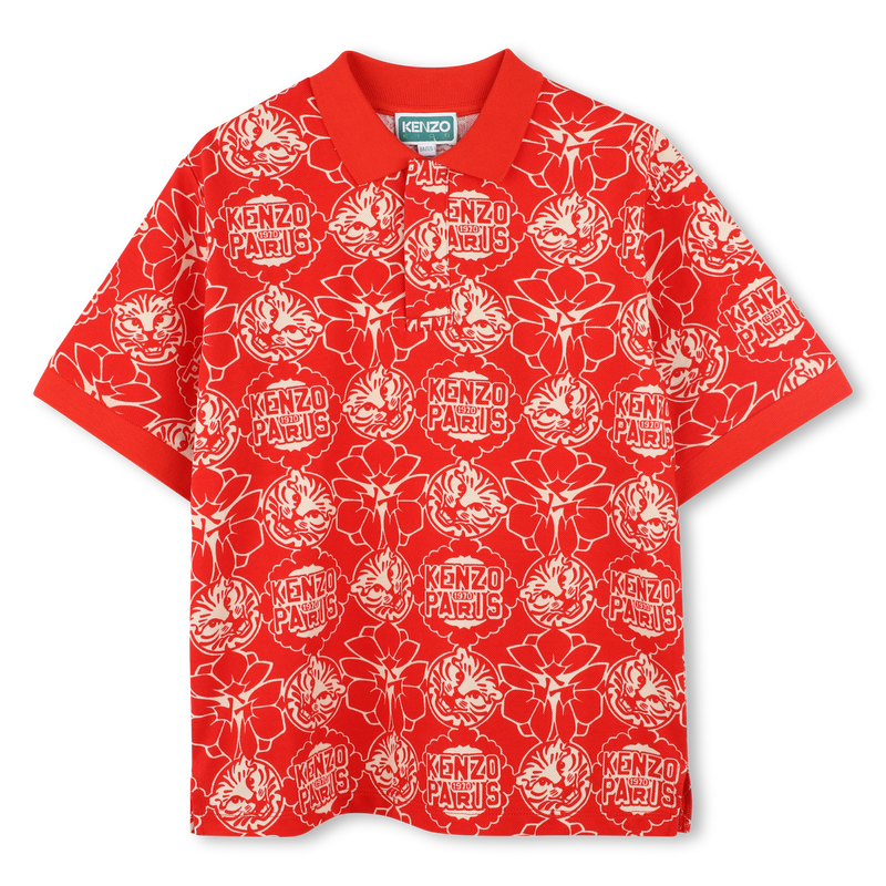 Printed cotton piqu&eacute; polo KENZO KIDS 
                        BOY