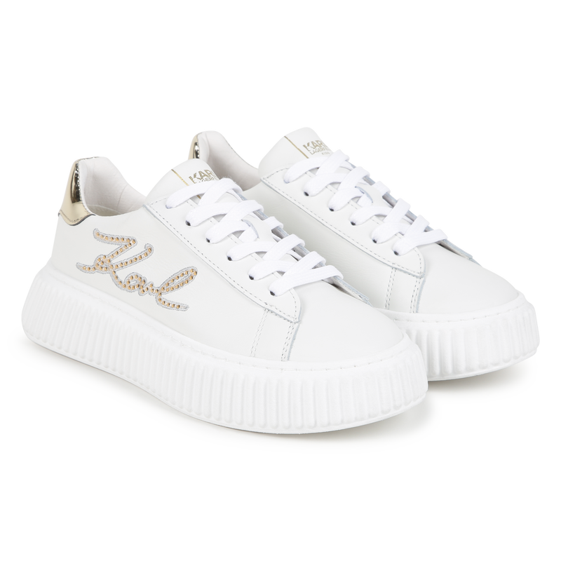 Leather Lace-Up Sneakers KARL LAGERFELD KIDS 
                    GIRL