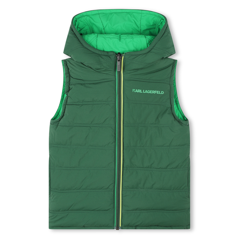 Reversible hooded puffer vest KARL LAGERFELD KIDS 
                    BOY