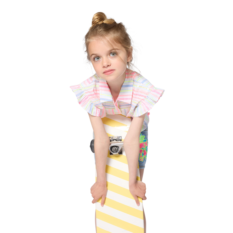 Ruffle Sleeve Striped Shirt BILLIEBLUSH 
                        GIRL