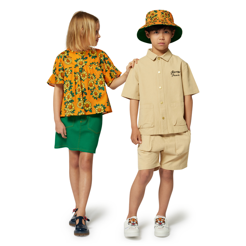 Reversible cotton bucket hat KENZO KIDS 
                        UNISEX