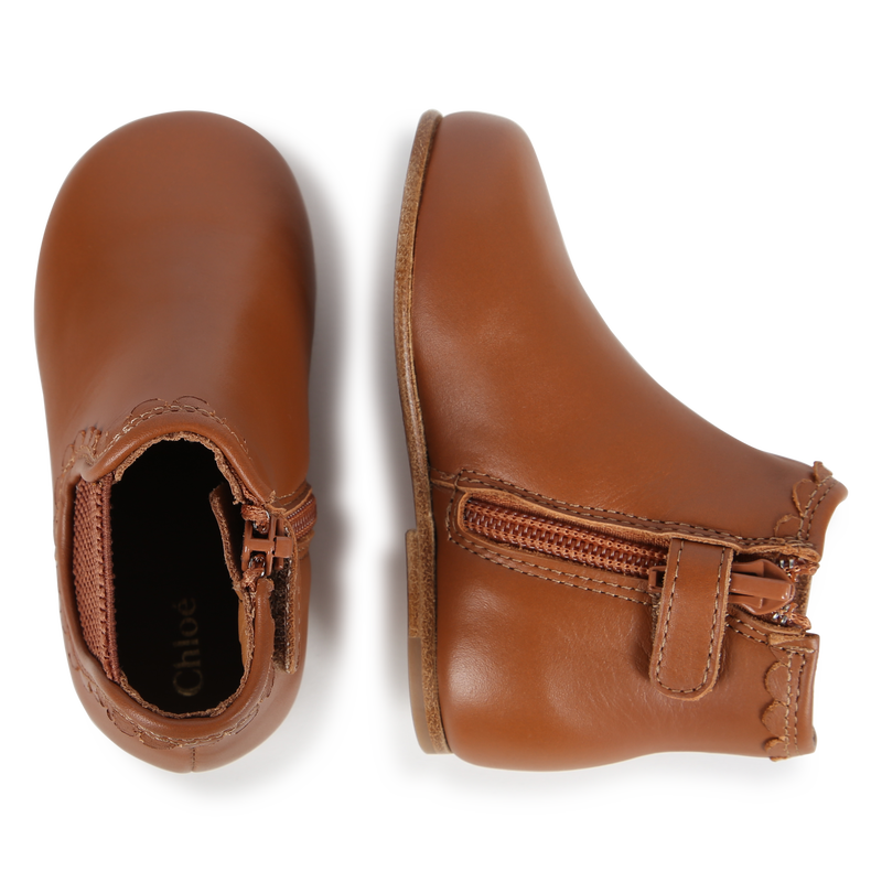 Zip-Up Leather Ankle Boots CHLOE 
                    GIRL
