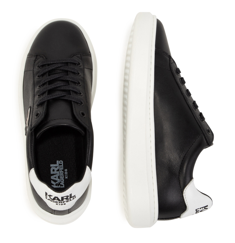 Laced leather low-top sneakers