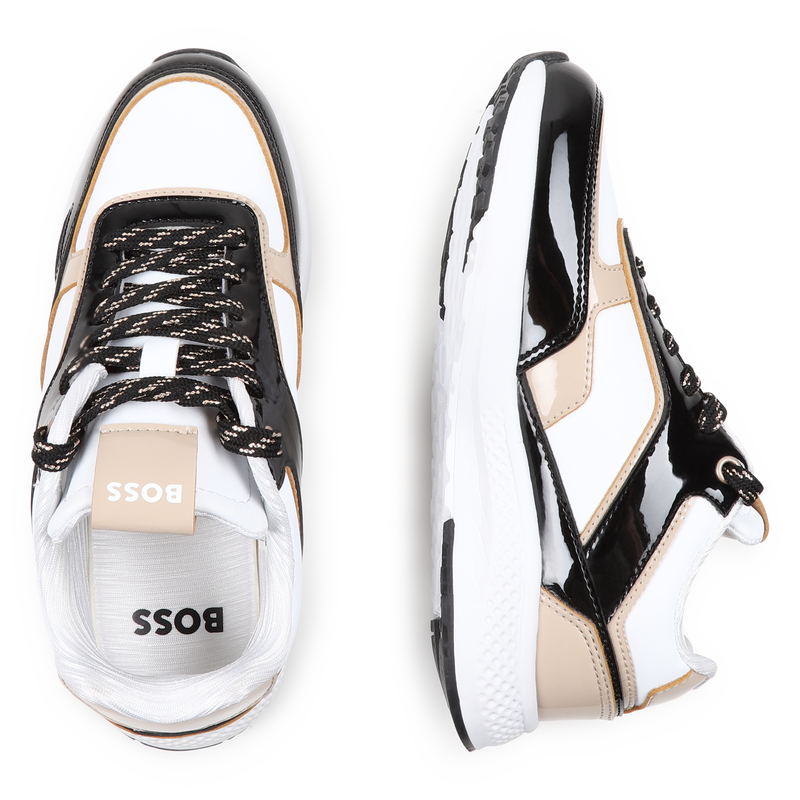 Patent lace-up sneakers