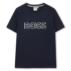 Short-sleeved cotton T-shirt, NAVY, hi-res
