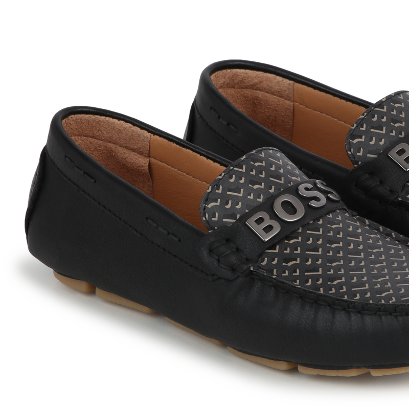 BOSS Printed leather loafers