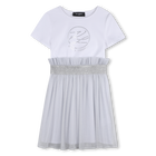 Bi-Material Short-Sleeved Dress KARL LAGERFELD KIDS 
                    GIRL