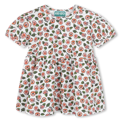 Balloon-sleeve printed dress KENZO KIDS GIRL