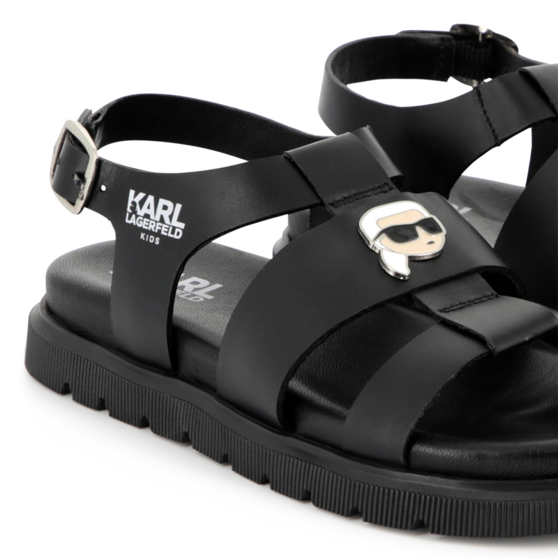 Buckled leather sandals KARL LAGERFELD KIDS 
                        GIRL
