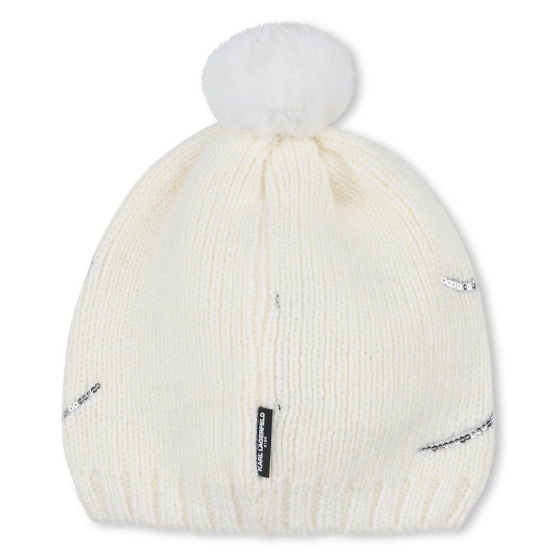 Knitted hat with pompom KARL LAGERFELD KIDS 
                    GIRL