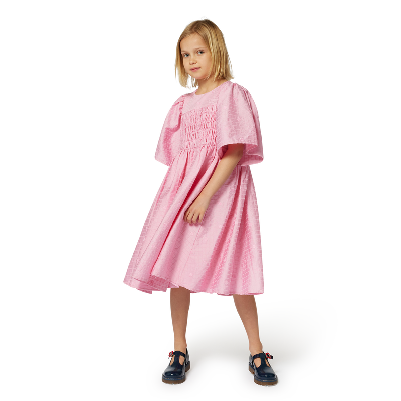 Embroidered cotton satin dress KENZO KIDS 
                        GIRL