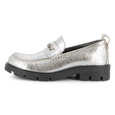 Metallic cowhide leather loafers DKNY GIRL