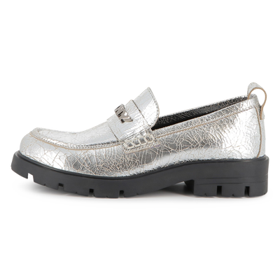 Metallic cowhide leather loafers DKNY GIRL