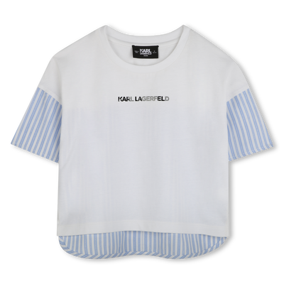 Bi-material T-shirt with print KARL LAGERFELD KIDS GIRL