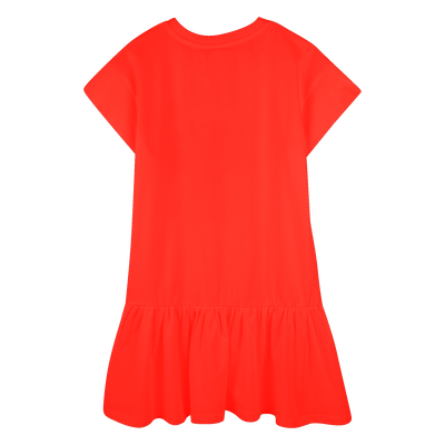 Logo print dress with ruffle KENZO KIDS GIRL