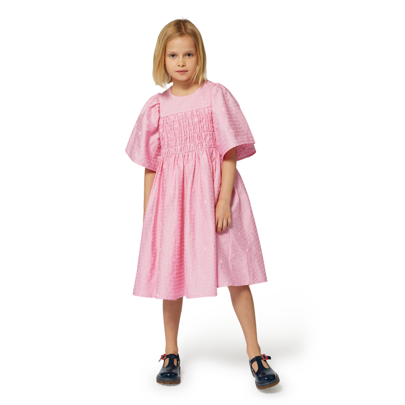 Embroidered Cotton-Satin Dress KENZO KIDS 
                        GIRL