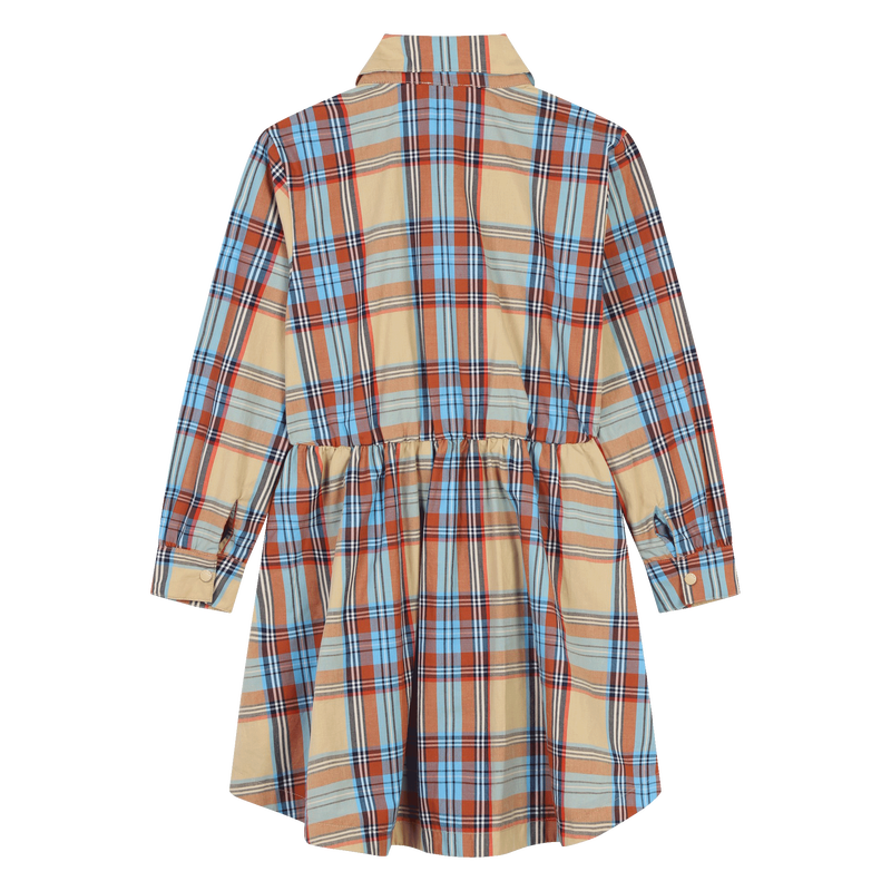 Kenzo Kids Long Sleeve Plaid Cotton Shirtdress in Sand at Nordstrom Size 8Y