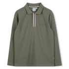 Long-sleeved polo shirt, GREEN, hi-res