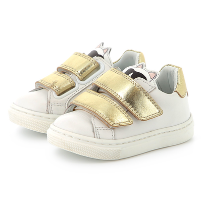 Hook-and-loop leather trainers KARL LAGERFELD KIDS GIRL